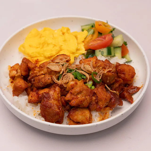 Hot Chick Rice Bowl at +Bake Cafe